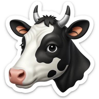 BLACK ADN WHITE COW HEAD sticker