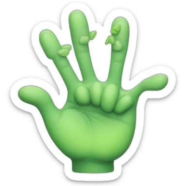 green grogu hand with 3 fingers sticker