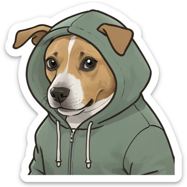 Dog wearing a hoodie  sticker