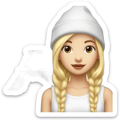 White, blond girl avec un bonnet la Tour Eiffel derrière la fille  sticker