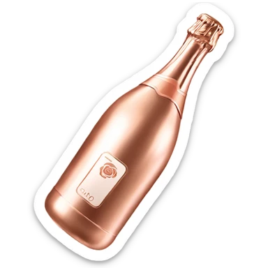 Realistic rose gold metal champagne bottle sticker