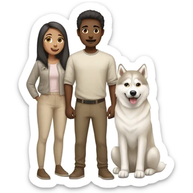 Human Couple and beige light Husky siberian  sticker