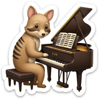 animal playing piano sticker