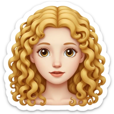 Pale skinned women with long curly hair  sticker
