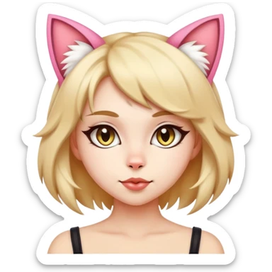 stylish cat girl with cat ears and tail sticker