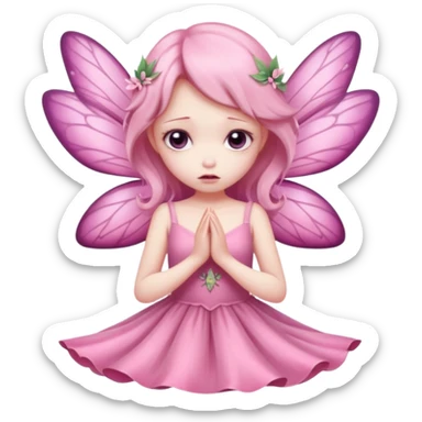 a sad pink fairy sticker