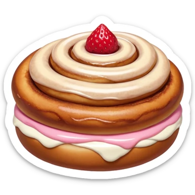 Cinnamon bun with pastel pink strawberry jam and cream  sticker