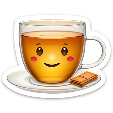 Une tasse de thé chaude avec le sachet de thé qui infuse. sticker