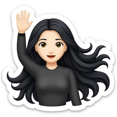 Lady long black hair waving sticker
