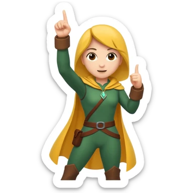rogue character pointing up “idea” with vine spark sticker