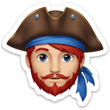 flirting french pirate with a chin dimple blue eyes and hair that fades from red to brown and a wolfcut hairstyle sticker