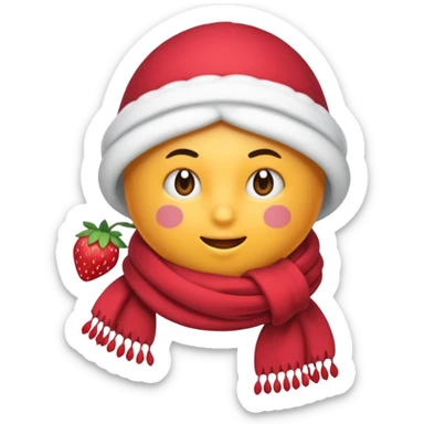 una fresa simpatica con bufanda y abrigada contra el frio sticker