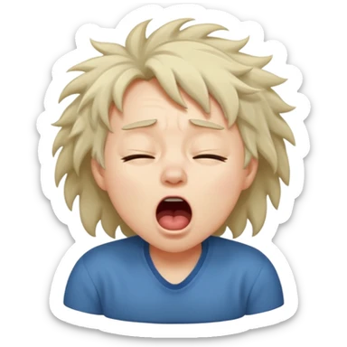 yawning sleepy character sticker