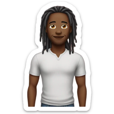 black man with dreads and red shirt sticker
