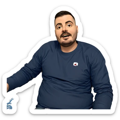 blue shirt couch selfie sticker