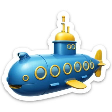 blue mini single submarine in cartoon  sticker