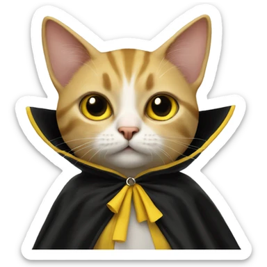 A cat in a black and yellow cape, Lovable sticker