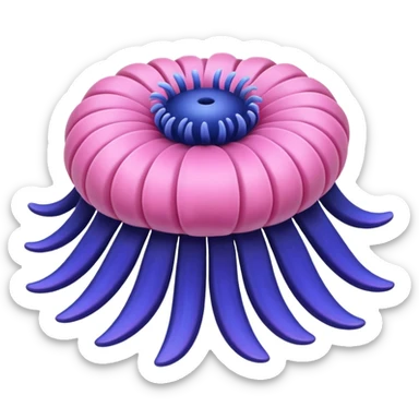 sea anemone blue pink sticker