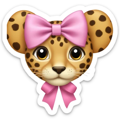 a pink bow with cheetah  design   sticker