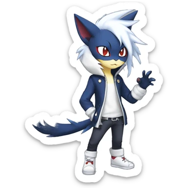 Edgy Cool Chibi Sneasel-Nargacuga-Absol-Pokémon-Fakémon-fusion-cat Full Body sticker