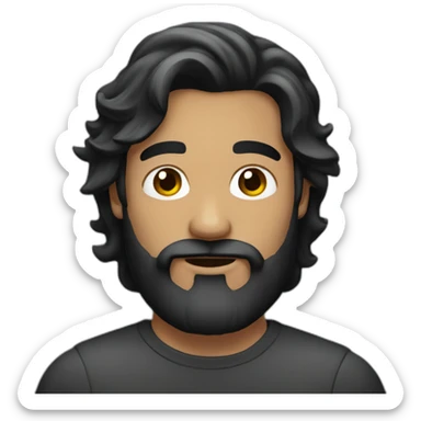 men with a beard and black semi long hair sticker