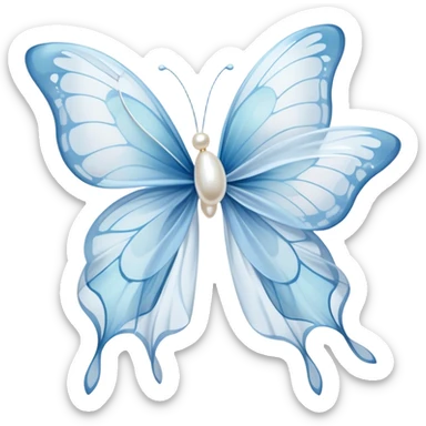 A pair of ethereal butterflies, their wings painted in soft shades of powder blue and pearl, dance around a sheer chiffon ribbon caught in a gentle breeze. The ribbon, tied loosely into a bow, trails across a marble surface, its ends curling like whispers of forgotten dreams. The scene is bathed in the golden light of the late afternoon sun.
 sticker