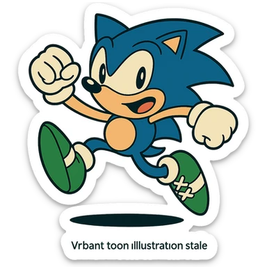 Change Sonic’s shoes to green sneakers with white laces, keep the vibrant toon style, no background. sticker