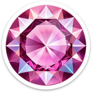 round cut gemstone with iridescent shine, rose pink color, brilliant facets sticker