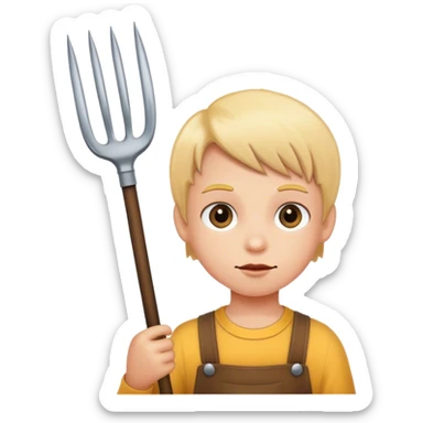 a child with a pitchfork sticker