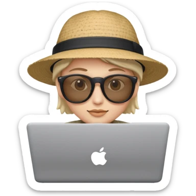 person am laptop und im hintergrund einen strand. bitte neutralen menschen, also keine frau und keinen mann sticker