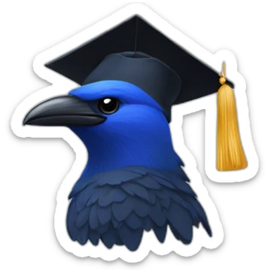 Blue Crow with alumni hat and book sticker