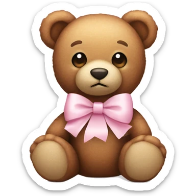 Teddy bear with light pink bow  sticker