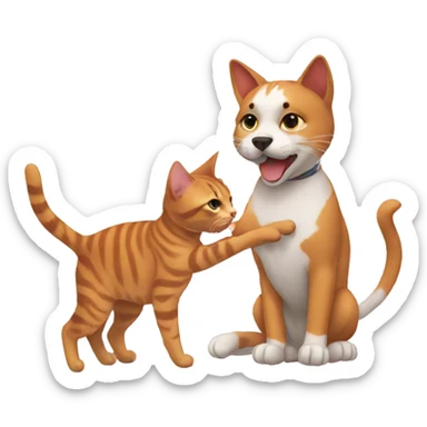Cat catch dog sticker
