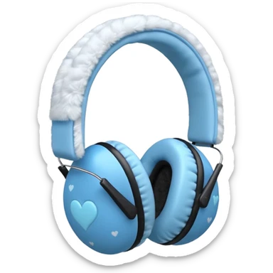 blue heart patterned earmuffs sticker