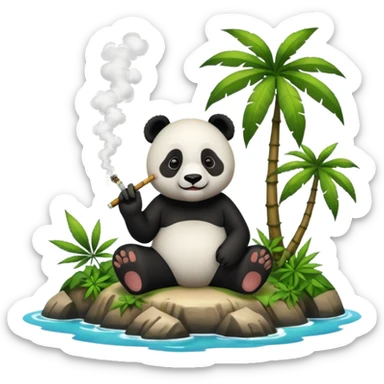 Panda smoking weed on an island sticker