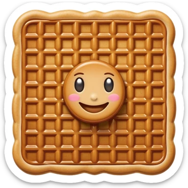 Stroopwafel Cinematic Realistic Stroopwafel Dessert Emoji, depicted as a single, flat, delicate caramel-filled waffle cookie rendered with crisp textures and warm, inviting lighting. sticker