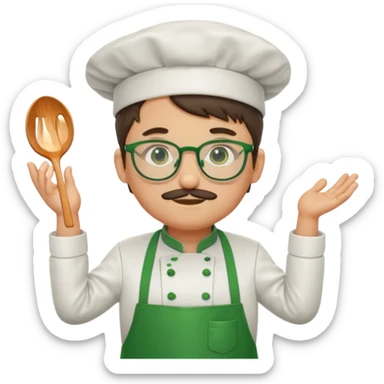 chef with green apron, wearing glasses sticker