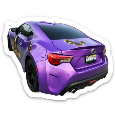 Evil Batgirl and Batman themed Scion FR-S with hot rod flames painted on side of car  sticker