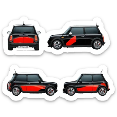 black mini cooper with 27 written on the door in red sticker