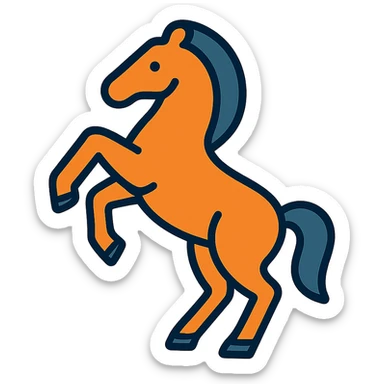 rearing horse color outline icon, energetic pose, clean lines, minimal detail, modern style sticker