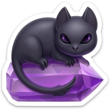 Bat curled around a purple crystal realistic cool looking make the bat look cool but realistic sticker