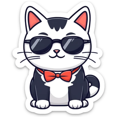 Tuxedo Cat with sunglasses sticker