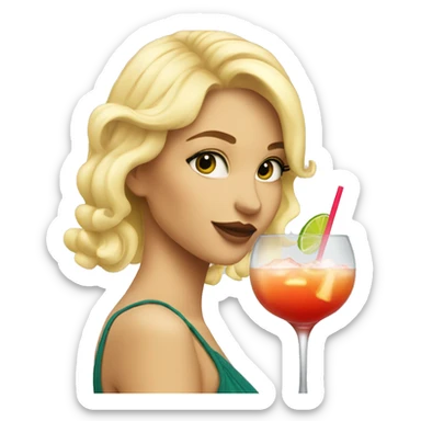 Blonde girl drinking a cocktail looking pretty sticker