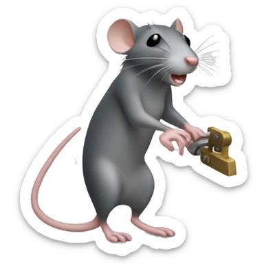 a rat pressing a lever sticker