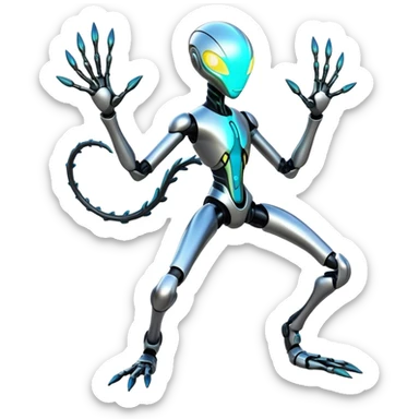 Shiny Futuristic Fakemon-Pokemon-Digimon-Spectrobes-Medabot-fusion, full body sticker