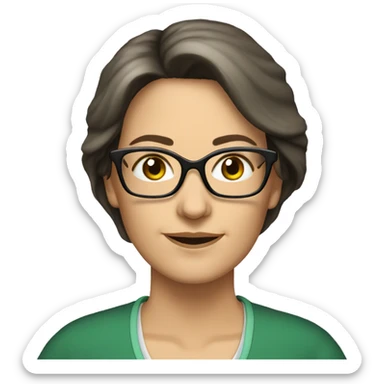 female teacher 56 years old green eyes brunette hair with glasses sticker