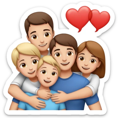family hugging with a speech bubble saying I love you, cheerful and expressive sticker