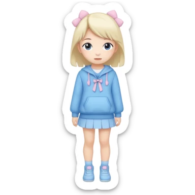 Kawaii girl Japanese full body blue pastel sticker
