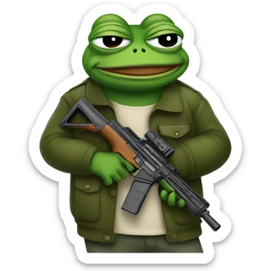 Pepe the frog with an assault gun sticker