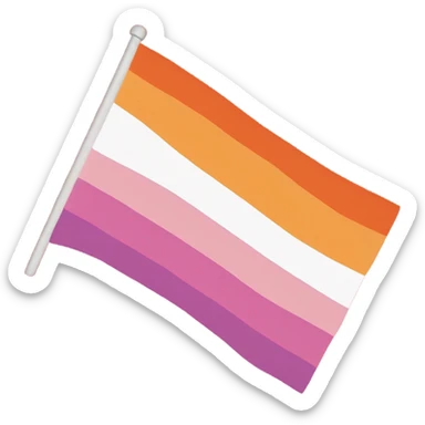 lesbian pride flag with seven horizontal stripes: dark orange, orange, light orange, white, pink, dusty pink, and dark rose. sticker